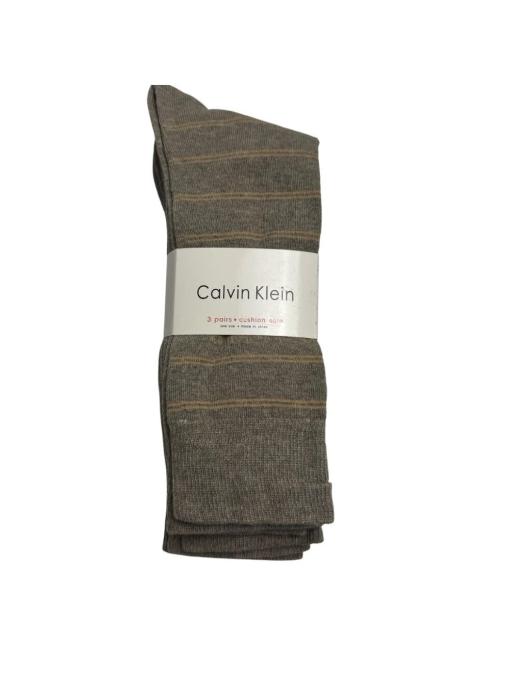 Calvin Klein NEW Dress Socks 3 Pairs Beige Striped Combed Cotton Career Business